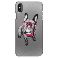 Чехол (ТПУ) Милые собачки для iPhone Xs Max (Бульдог в очках)