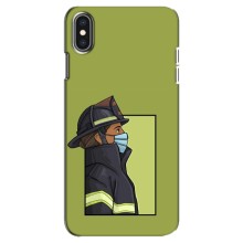 Силиконовый бампер (Работники) на iPhone Xs Max (Пожарник)