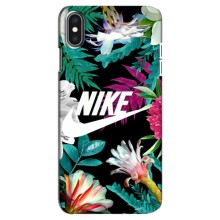Силиконовый Чехол на iPhone Xs Max с картинкой Nike (Цветочный Nike)
