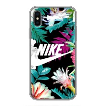 Силиконовый Чехол на iPhone Xs Max с картинкой Nike (Цветочный Nike)