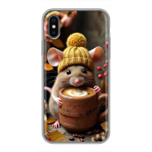 Друкований чохол 'Звірята з кавою' для iPhone Xs Max – Мишка з кавою