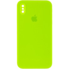 Чехол Silicone Case Square Full Camera Protective (AA) для Apple iPhone XS / X (5.8") – Салатовый