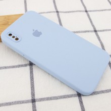Чехол Silicone Case Square Full Camera Protective (AA) для Apple iPhone XS / X (5.8") – Голубой