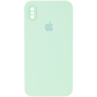 Чехол Silicone Case Square Full Camera Protective (AA) для Apple iPhone XS / X (5.8") – Бирюзовый
