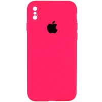 Чехол Silicone Case Square Full Camera Protective (AA) для Apple iPhone XS / X (5.8") – Розовый