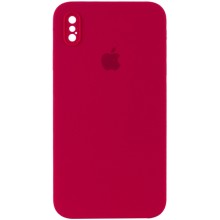 Чехол Silicone Case Square Full Camera Protective (AA) для Apple iPhone XS / X (5.8") – Красный