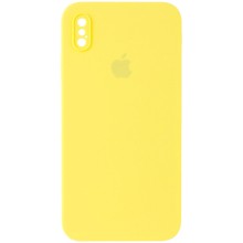 Чехол Silicone Case Square Full Camera Protective (AA) для Apple iPhone XS / X (5.8") – Желтый