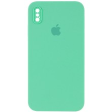 Чехол Silicone Case Square Full Camera Protective (AA) для Apple iPhone XS / X (5.8") – Зеленый