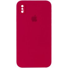 Чехол Silicone Case Square Full Camera Protective (AA) для Apple iPhone XS / X (5.8") (Красный)