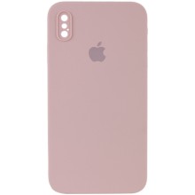 Чехол Silicone Case Square Full Camera Protective (AA) для Apple iPhone XS / X (5.8") (Розовый)