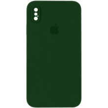 Чехол Silicone Case Square Full Camera Protective (AA) для Apple iPhone XS / X (5.8") (Зеленый)