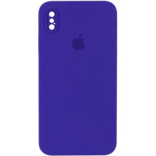 Чехол Silicone Case Square Full Camera Protective (AA) для Apple iPhone XS / X (5.8") (Фиолетовый)