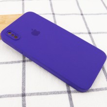 Чехол Silicone Case Square Full Camera Protective (AA) для Apple iPhone XS / X (5.8") – Фиолетовый