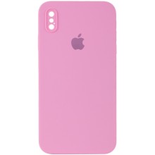 Чехол Silicone Case Square Full Camera Protective (AA) для Apple iPhone XS / X (5.8") – Розовый