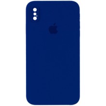 Чехол Silicone Case Square Full Camera Protective (AA) для Apple iPhone XS / X (5.8") (Синий)