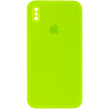 Чехол Silicone Case Square Full Camera Protective (AA) для Apple iPhone XS / X (5.8") (Салатовый)