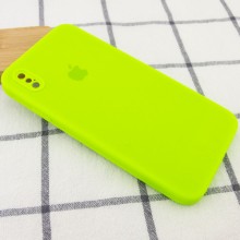 Чехол Silicone Case Square Full Camera Protective (AA) для Apple iPhone XS / X (5.8") – Салатовый