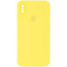 Чехол Silicone Case Square Full Camera Protective (AA) для Apple iPhone XS / X (5.8") (Желтый)