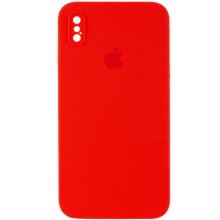 Чехол Silicone Case Square Full Camera Protective (AA) для Apple iPhone XS / X (5.8") – Красный