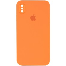 Чехол Silicone Case Square Full Camera Protective (AA) для Apple iPhone XS / X (5.8") (Оранжевый)