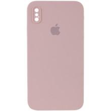 Чохол Silicone Case Square Full Camera Protective (AA) для Apple iPhone X / XS (5.8") – Рожевий