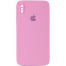 Чохол Silicone Case Square Full Camera Protective (AA) для Apple iPhone X / XS (5.8") – Рожевий