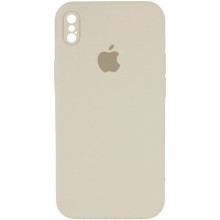 Чохол Silicone Case Square Full Camera Protective (AA) для Apple iPhone X / XS (5.8") (Бежевий)