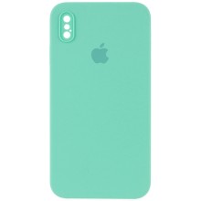 Чохол Silicone Case Square Full Camera Protective (AA) для Apple iPhone X / XS (5.8") (Бірюзовий)