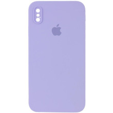 Чохол Silicone Case Square Full Camera Protective (AA) для Apple iPhone X / XS (5.8") (Бузковий)