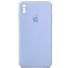 Чохол Silicone Case Square Full Camera Protective (AA) для Apple iPhone X / XS (5.8") (Блакитний)