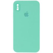 Чохол Silicone Case Square Full Camera Protective (AA) для Apple iPhone X / XS (5.8") (Бірюзовий)
