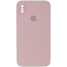 Чохол Silicone Case Square Full Camera Protective (AA) для Apple iPhone X / XS (5.8") – Рожевий