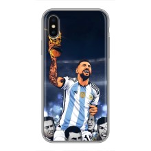 Чехлы для iPhone Xs (Leo чемпион) (AlphaPrint) (Месси с кубком)