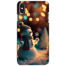 Чехлы на Новый Год iPhone Xs – Снеговик праздничный