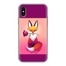 Чохли з картинкою Лисичка для iPhone Xs (VPrint) (Лиса з трояндою)