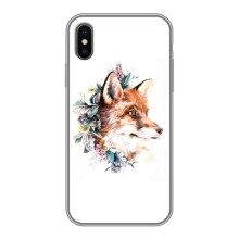 Чохли з картинкою Лисичка для iPhone Xs (VPrint) (Лиса в квітах)