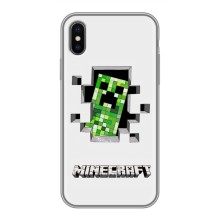 Чохол Майнкрафт на iPhone Xs (AlphaPrint) Minecraft (кріпер Майнкрафт)