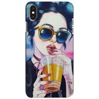 Чехол с картинкой Модные Девчонки iPhone Xs – Девушка с коктейлем