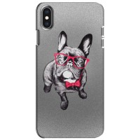 Чехол (ТПУ) Милые собачки для iPhone Xs (Бульдог в очках)