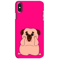 Чехол (ТПУ) Милые собачки для iPhone Xs (Веселый Мопсик)