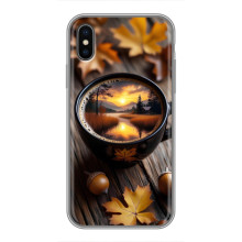 Чехол с уникальным дизайном «Осень с кофе» для iPhone Xs – Тёмный кофе