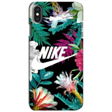 Силиконовый Чехол на iPhone Xs с картинкой Nike (Цветочный Nike)