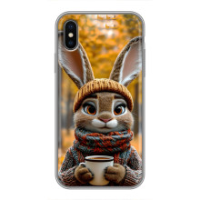 Печатный чехол «Зверята с кофе» для iPhone Xs – Зайчик с кофе