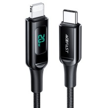 Дата кабель Acefast MFI C6-01 USB-C to Lightning zinc alloy digital display braided (1m)