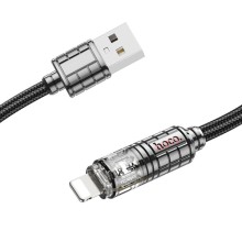 Дата кабель Hoco U122 Lantern Transparent Discovery Edition USB to Lightning (1.2m) – Black
