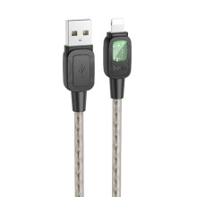 Дата кабель Hoco U124 Stone silicone power-off USB to Lightning (1.2m) – Black