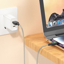 Дата кабель Hoco U124 Stone silicone power-off USB to Lightning (1.2m) – Black