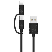 Дата кабель Usams US-SJ077 2in1 U-Gee USB to Micro USB + Lightning (1m) – Чорний