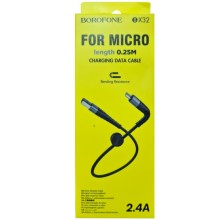 Дата кабель Borofone BX32 Munificent USB to MicroUSB (0.25m) – Чорний