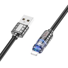 Дата кабель Hoco U122 Lantern Transparent Discovery Edition USB to Lightning (1.2m) – Black